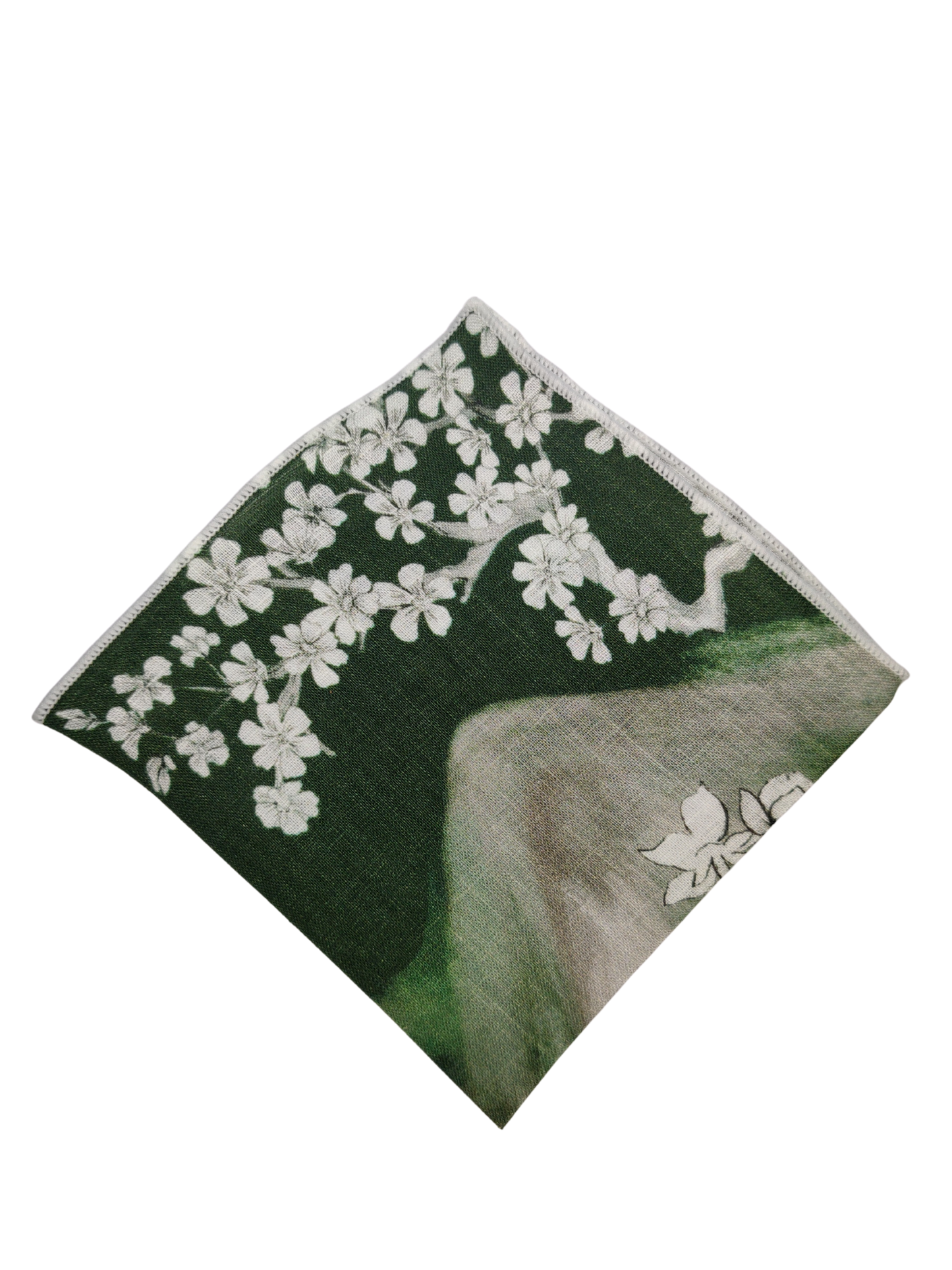 Japan Tiger Green Linen Pocket square