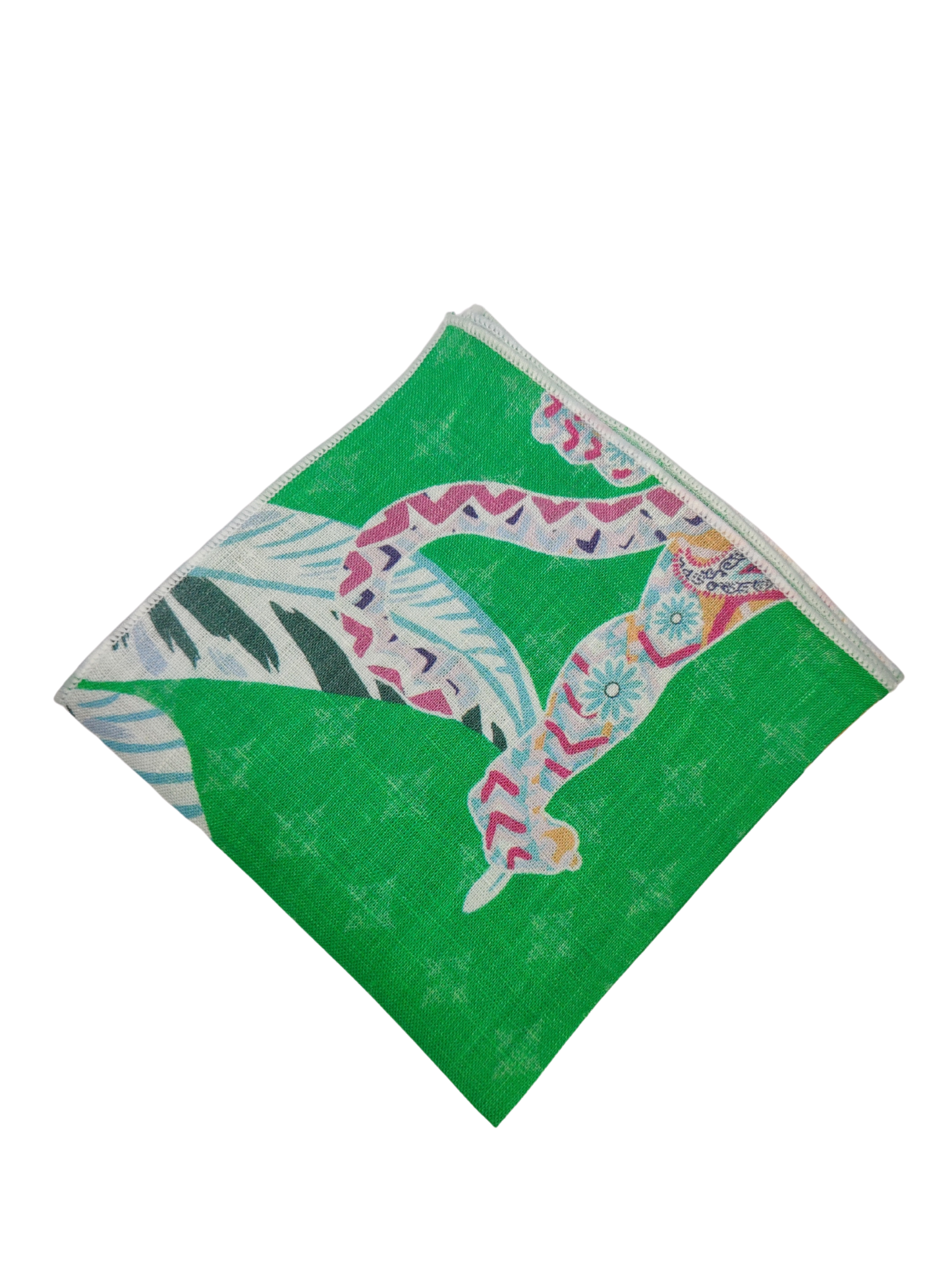 Mandala Tiger green Linen Pocket square