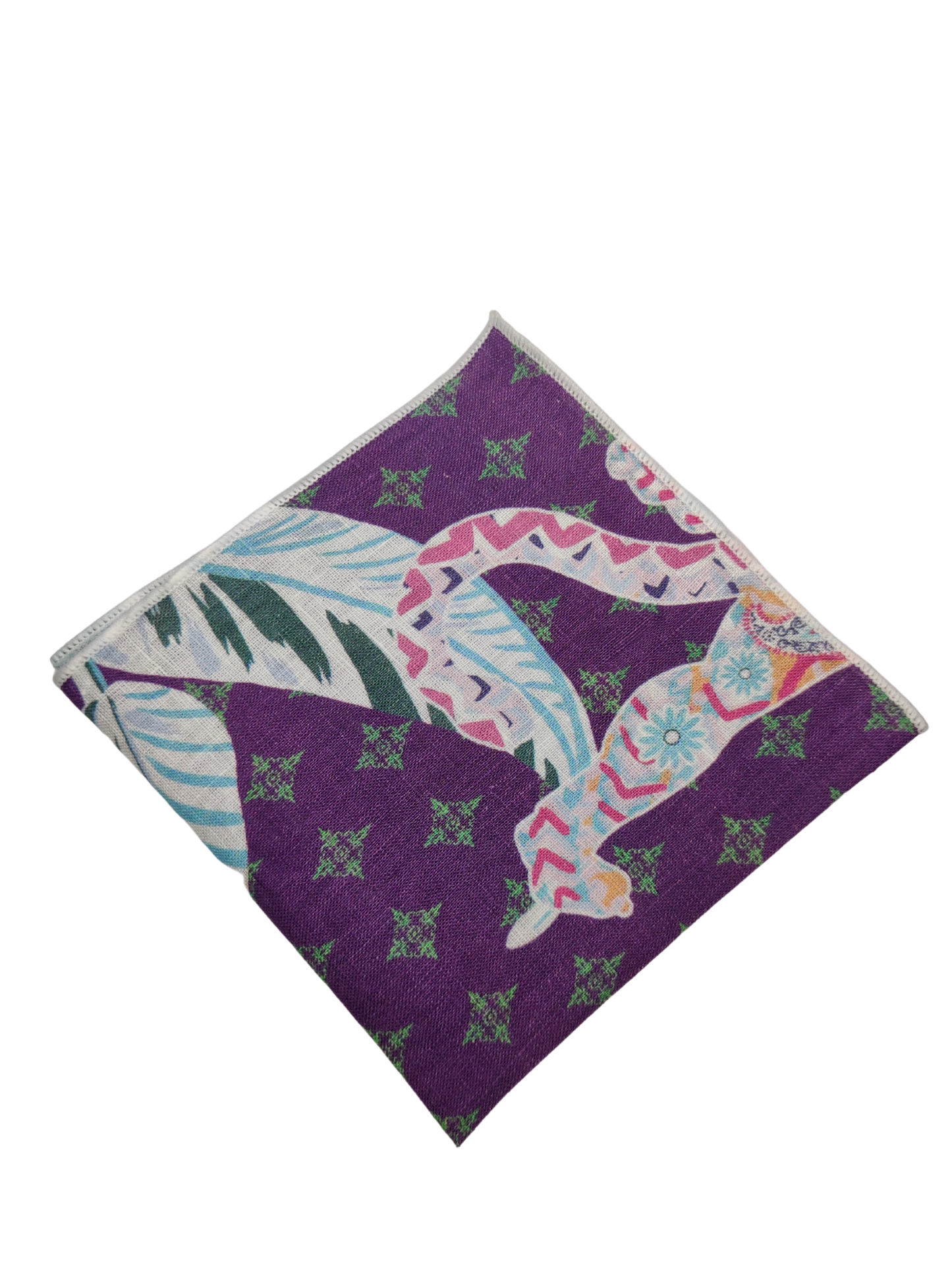 Mandala Tiger Purple Linen Pocket square