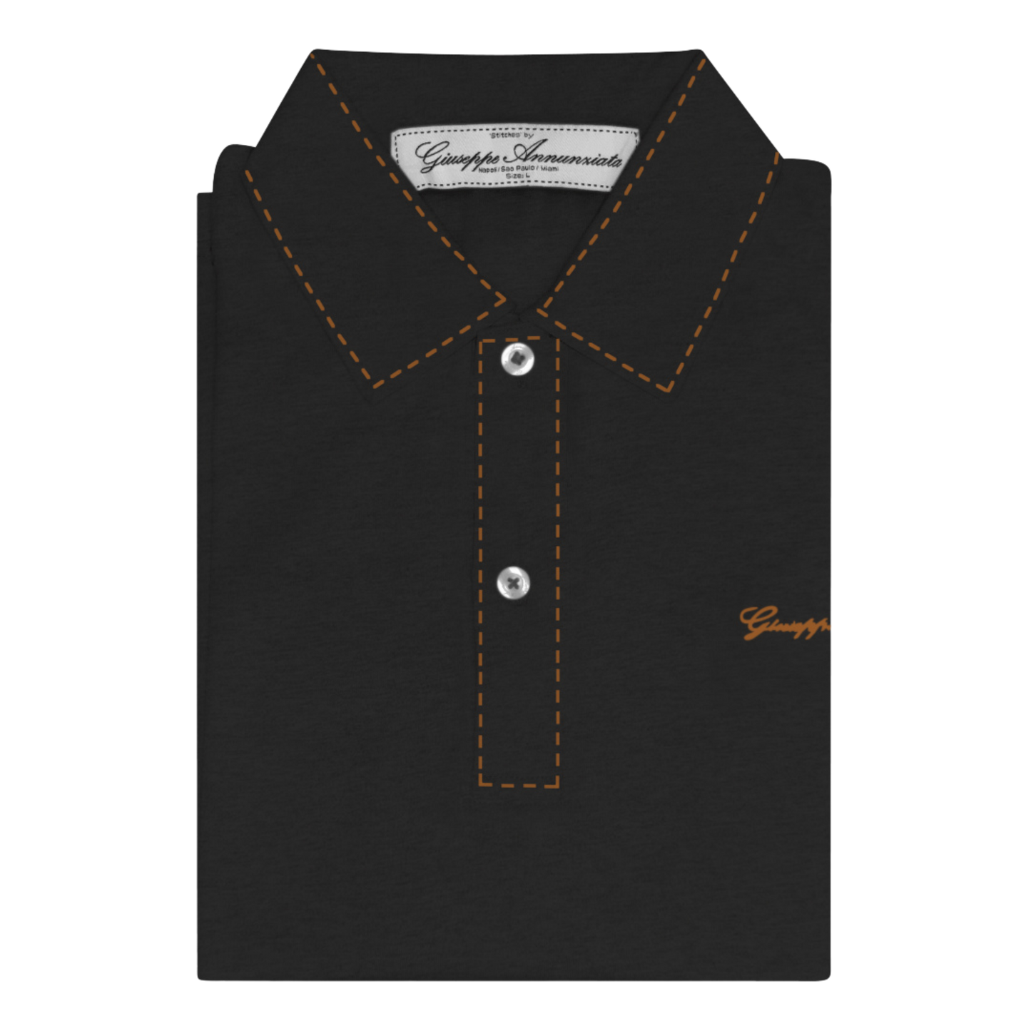 Stitches Polo Black and Caramel