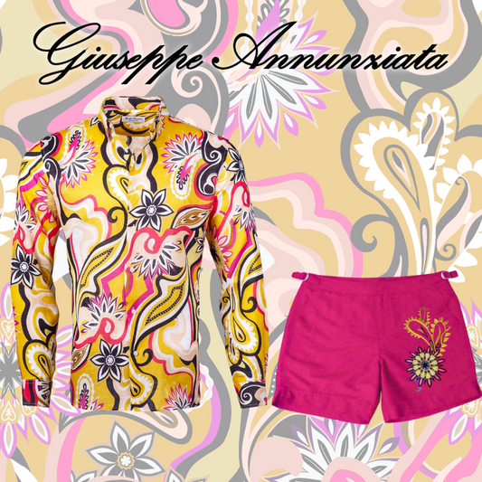 70's Embroidered Swim Suit Fuchsia