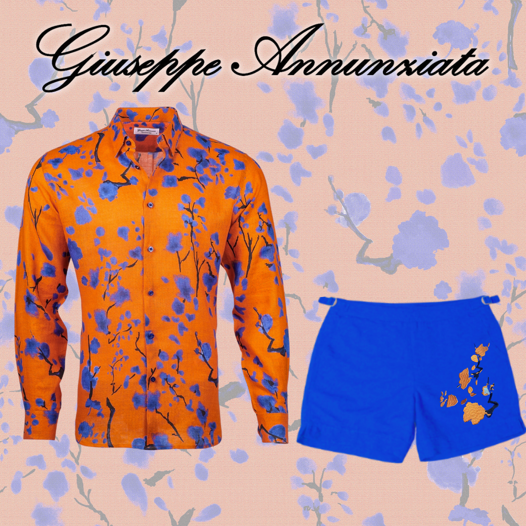 Cherry Blossom Embroidered Swim Suit Blue Electric