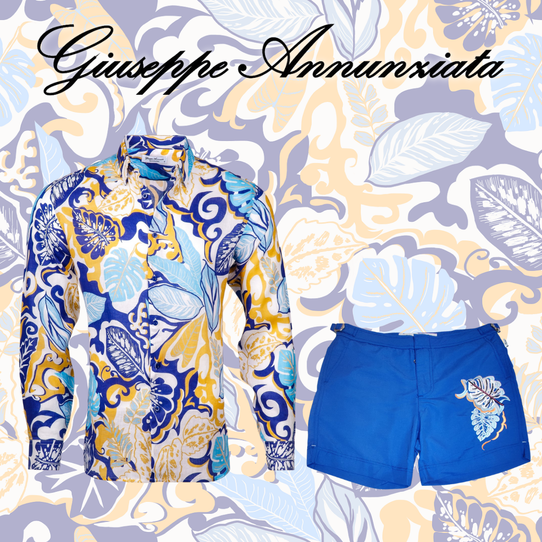 Flower Power Embroidered Swim Suit Blue Electric