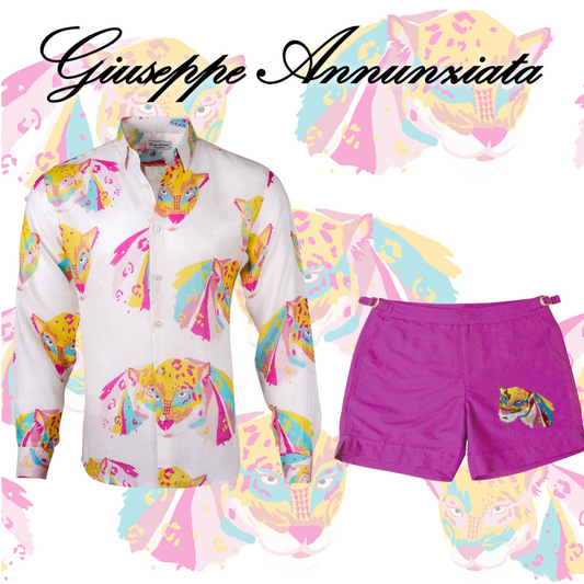 Panther Embroidered Swim Suit Fuchsia