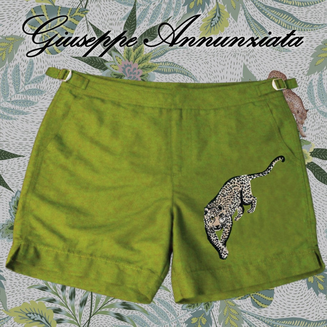 Jaguar Embroidered Swim Suit Acid Green