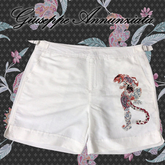 Mandala Tiger Embroidered Swim Suit White