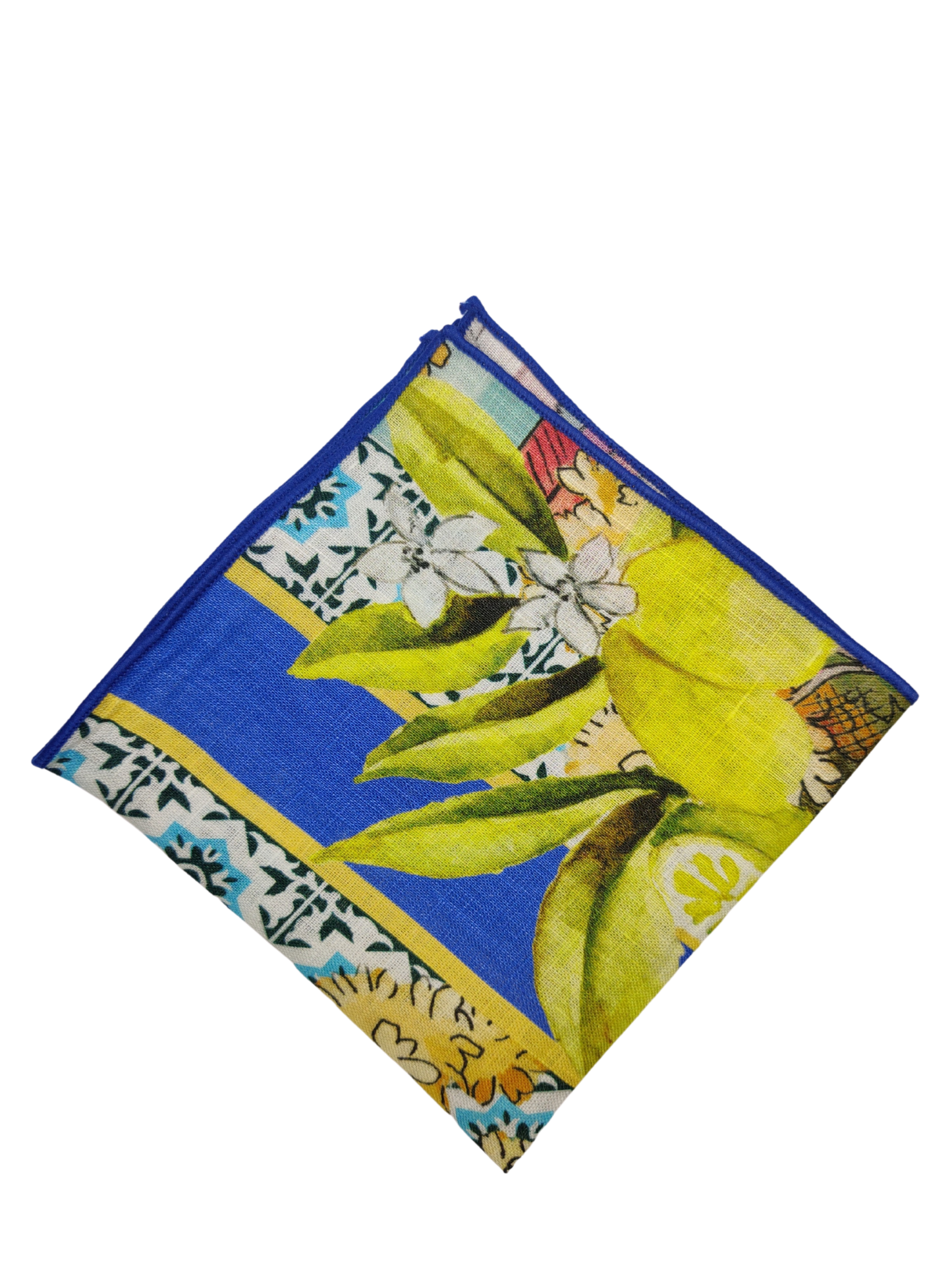 Sicily Lemon Pink Linen Pocket square