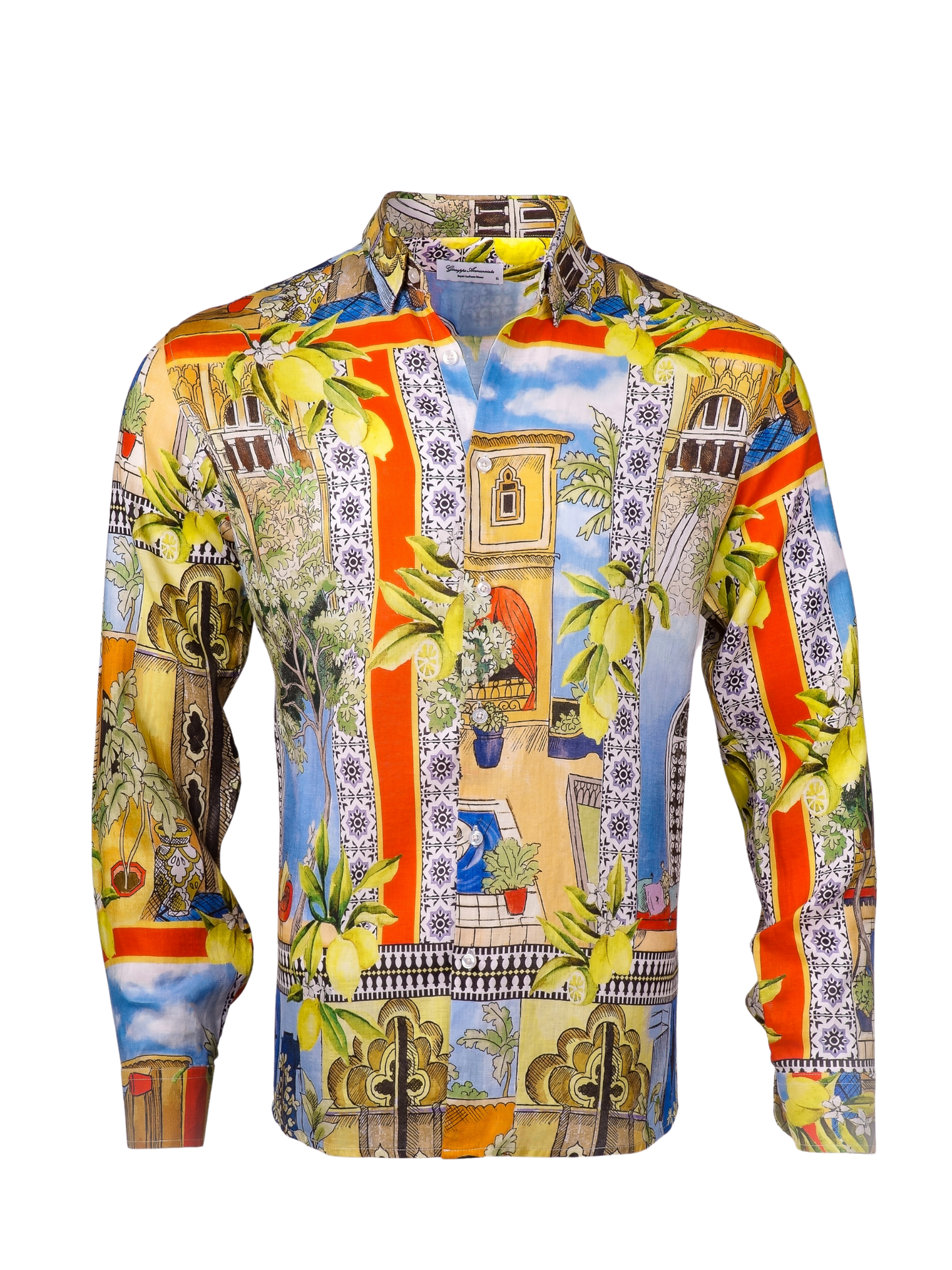 Sicily Lemon Printed linen shirt Yellow