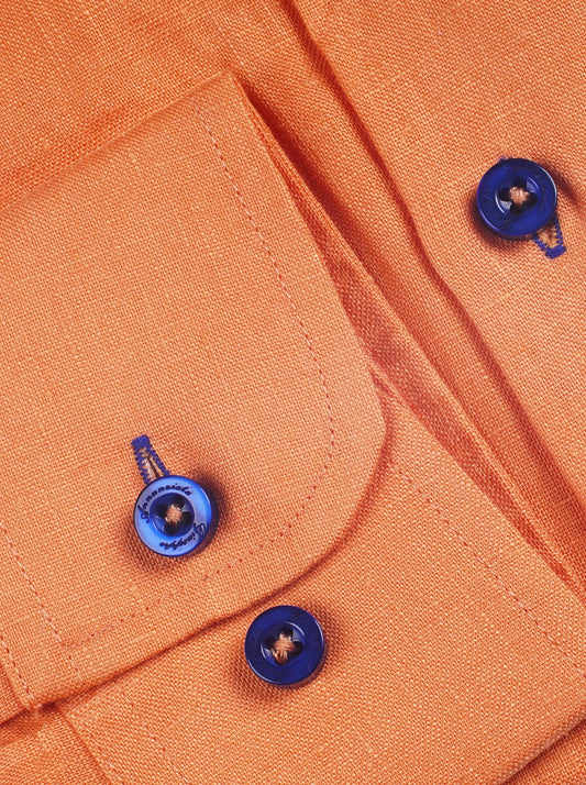 Orange solid Color Pure linen shirt