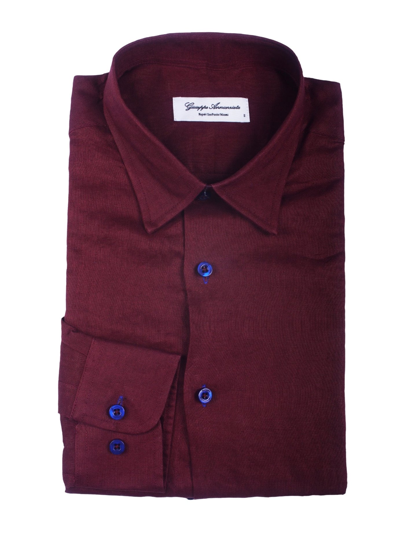 Burgundy solid Color Pure linen shirt - Giuseppe Annunziata