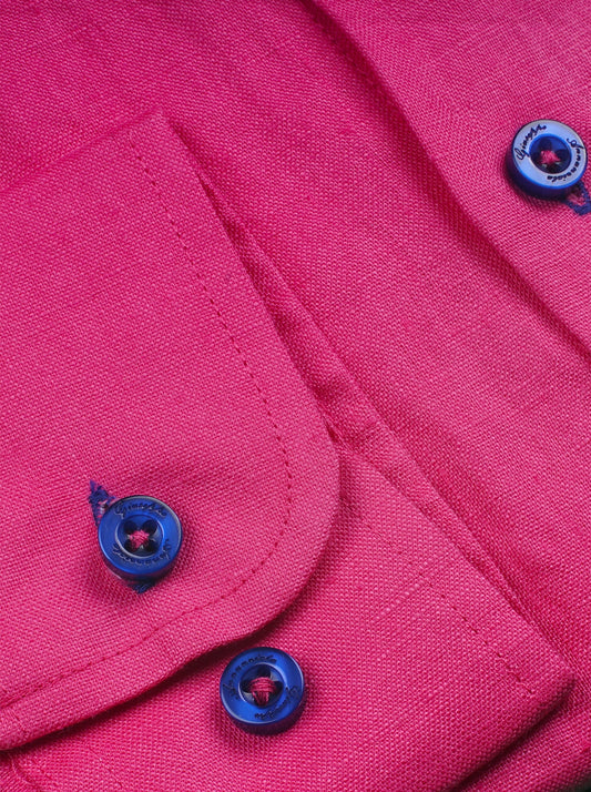 Fuchsia solid Color Pure linen shirt