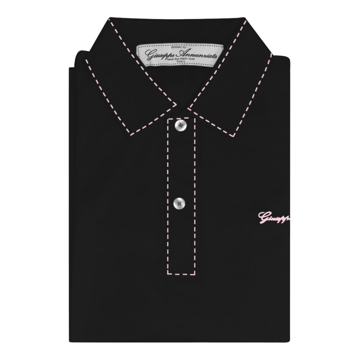 Stitches Polo Black and Pink