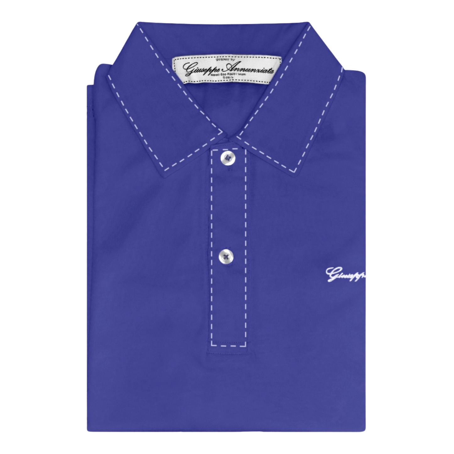 Stitches Polo Blue and White
