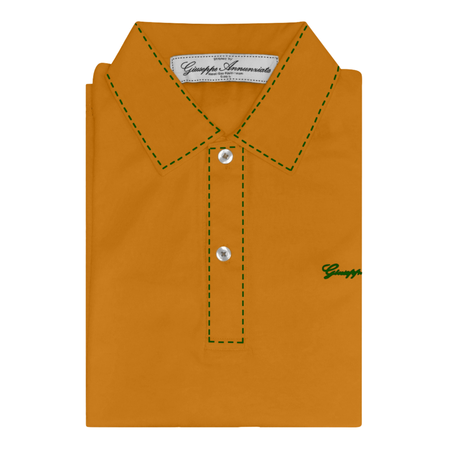 Stitches Polo Ocre and Green