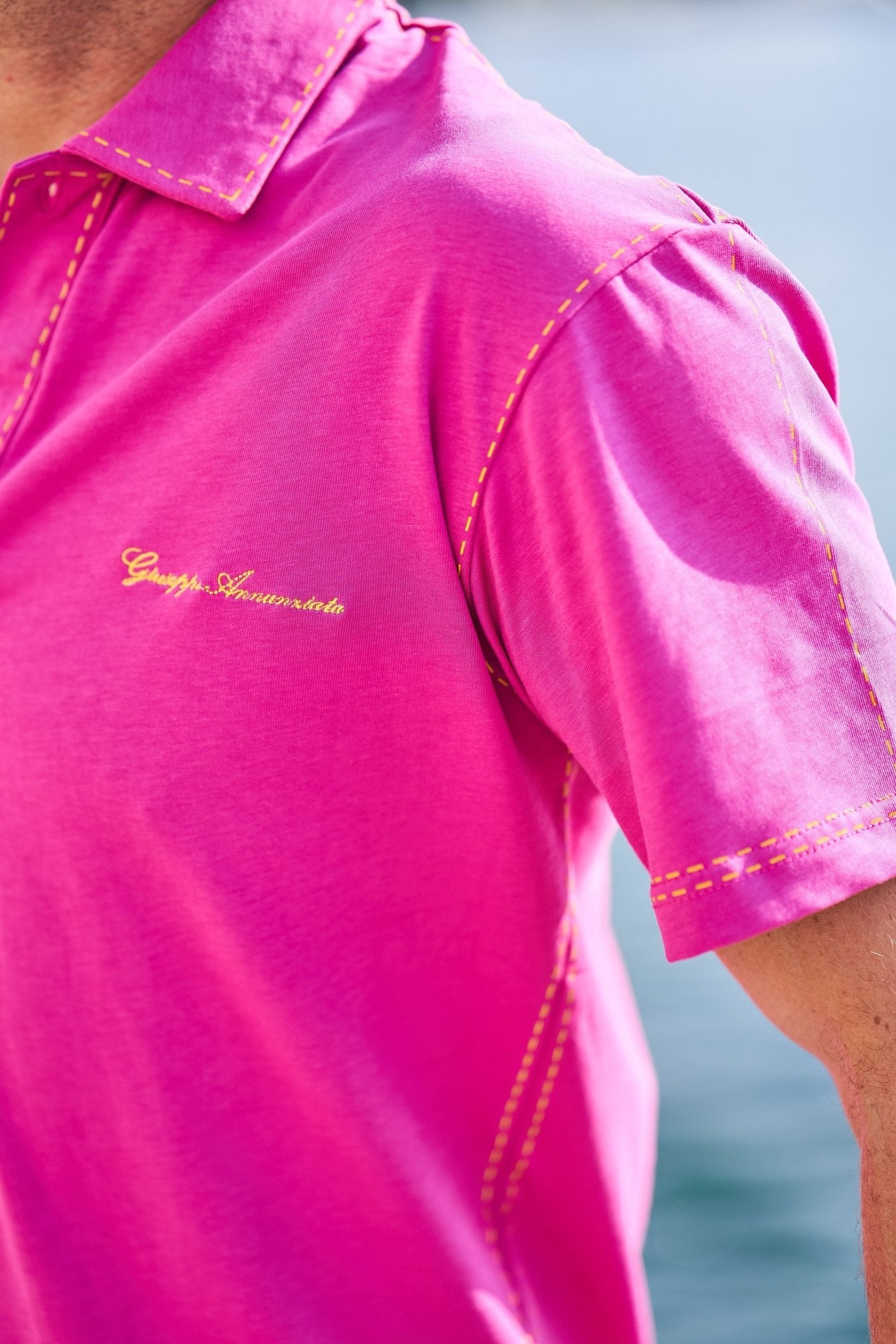Stitches Polo Bluette and Red - Giuseppe Annunziata