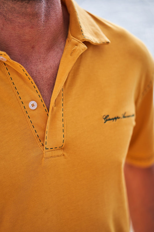 Stitches Polo Dark Green and Ocre - Giuseppe Annunziata