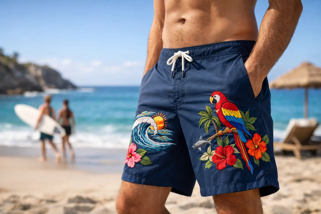 Embroidered Board Shorts That Refuse to Blend In