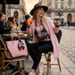 Leather Stitches Sneaker  Pale Pink and  Black