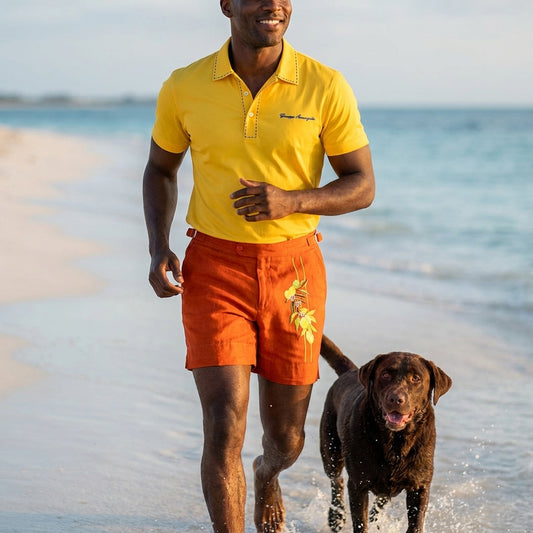 Stitches Polo Yellow and Blue