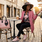 Leather Stitches Sneaker  Pale Pink and  Black