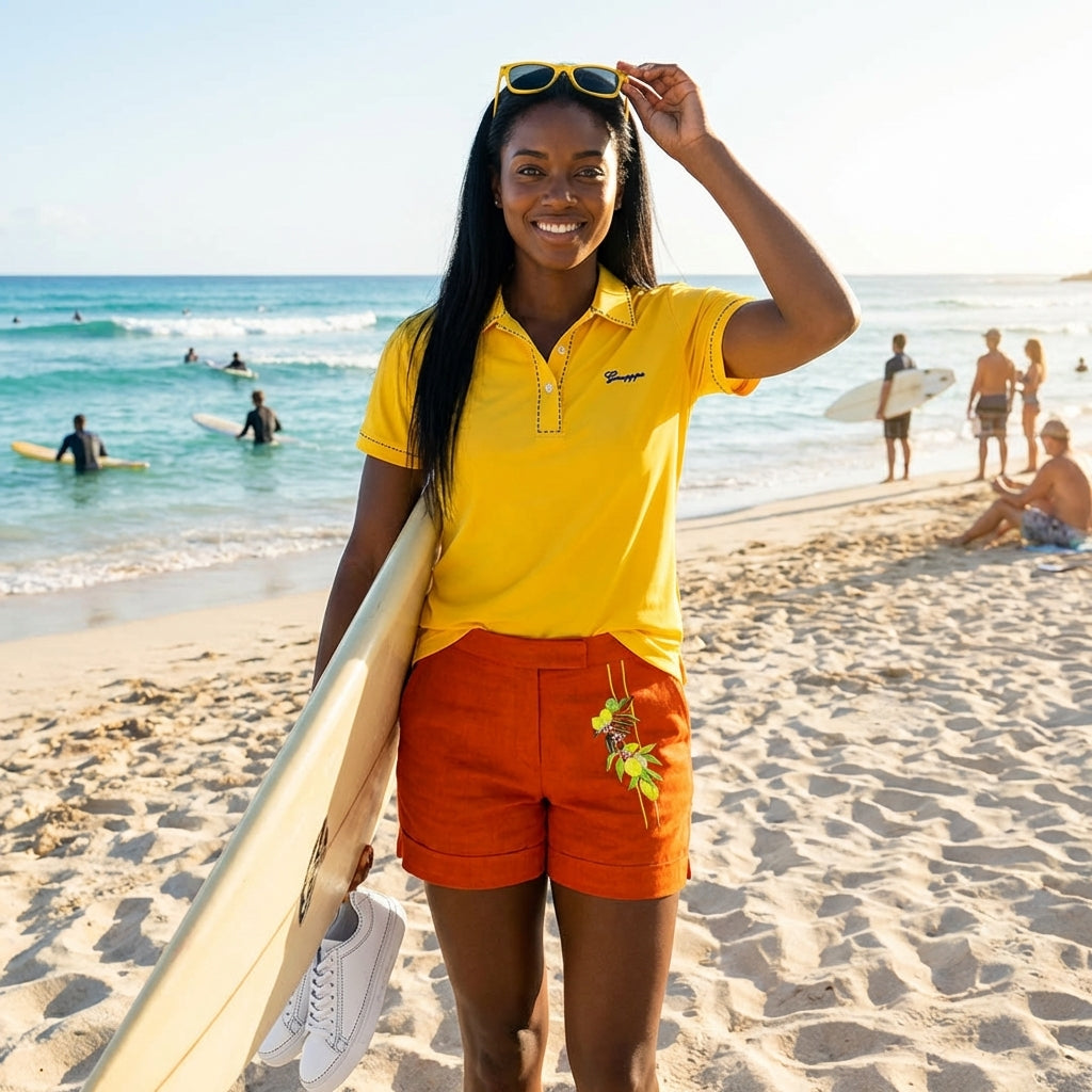 Stitches Polo Yellow and Blue