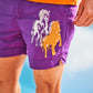 Horses Embroidered Swim Suit Purple
