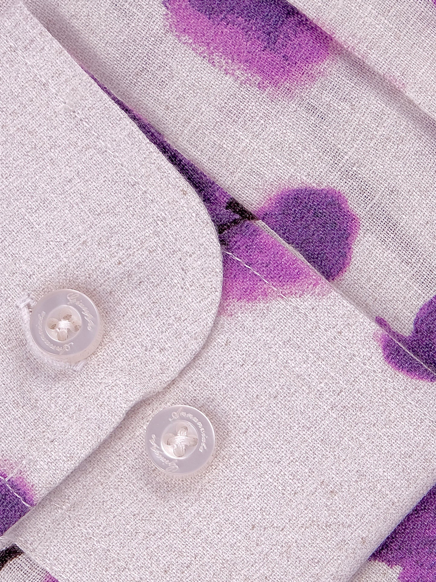 Printed Linen Shirt Cherry Blossom Purple