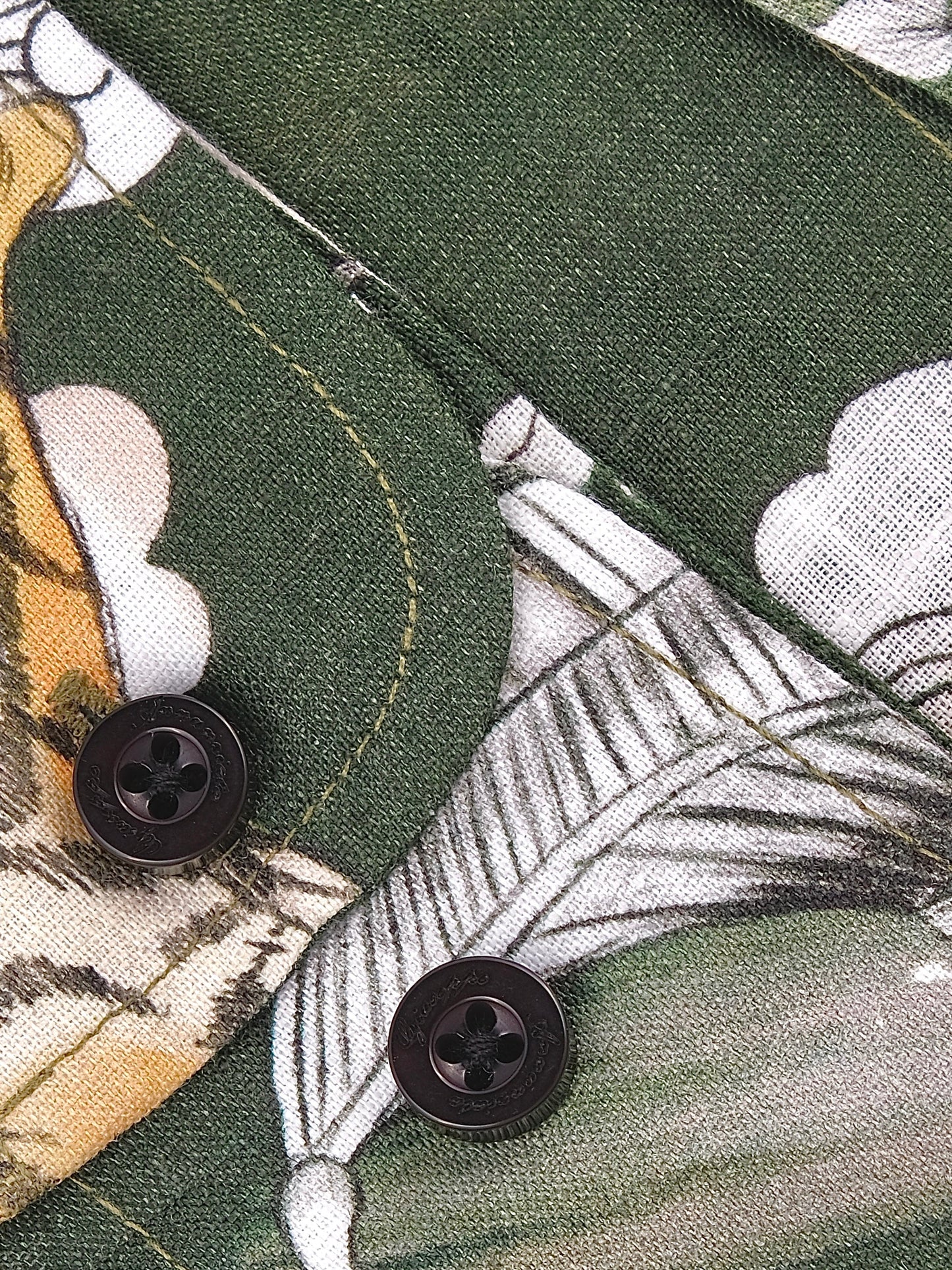 Printed Linen Shirt Japan Tiger Green
