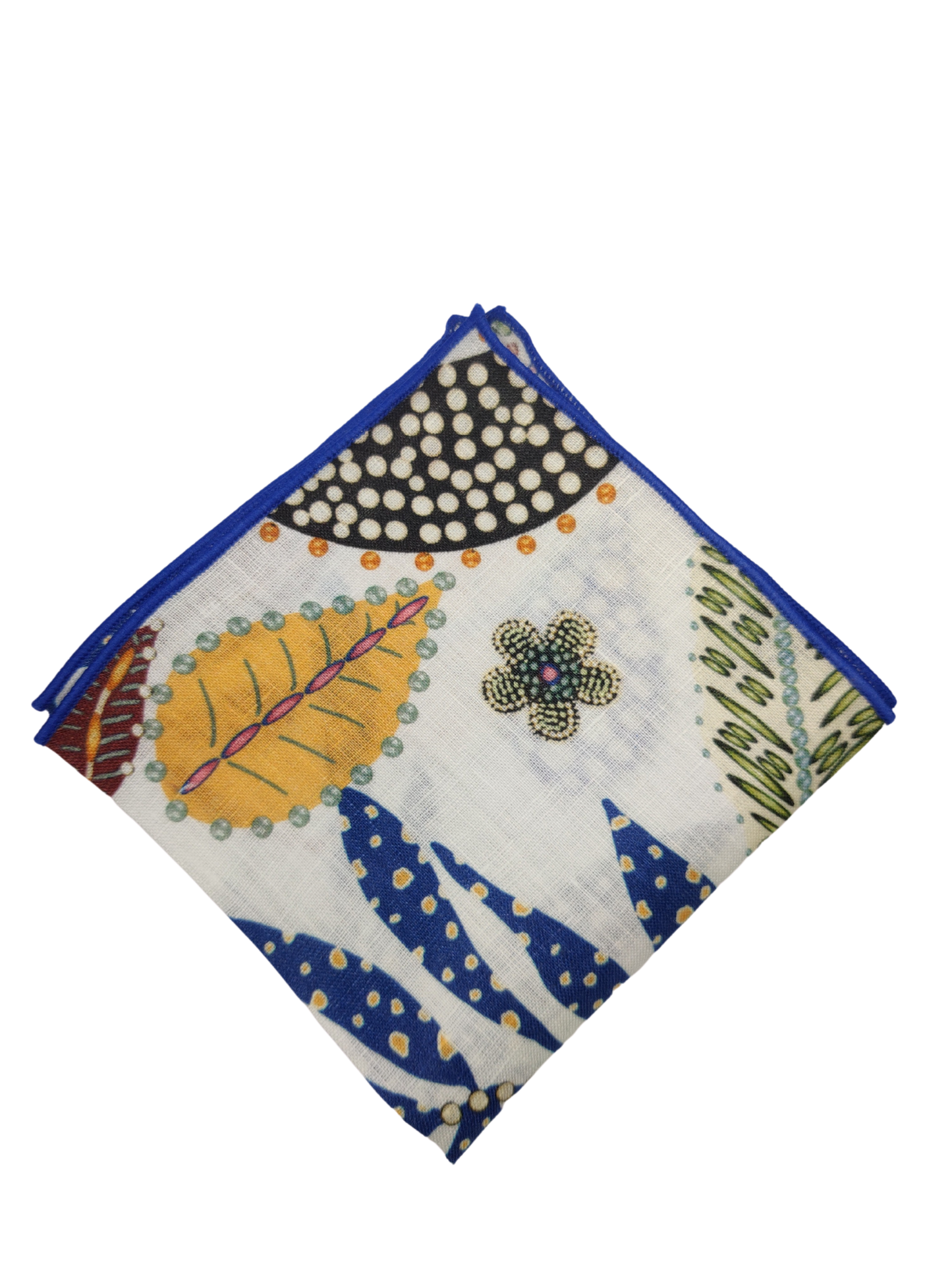 Abstract Leaves White  Linen Pocket square