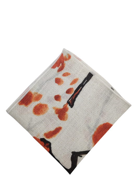 Cherry Blossom Orange Linen Pocket square