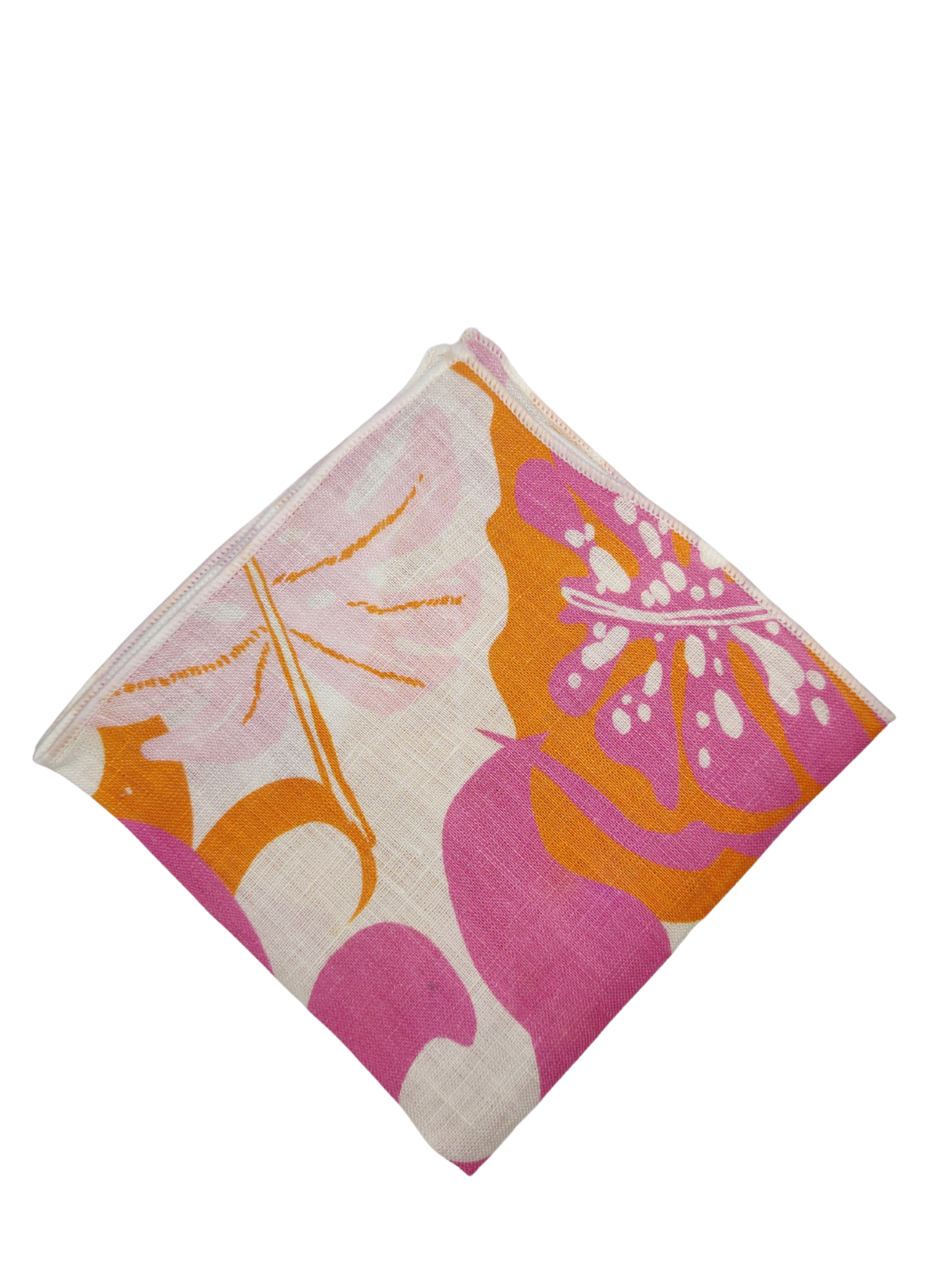 Flower Power Pink Linen Pocket square
