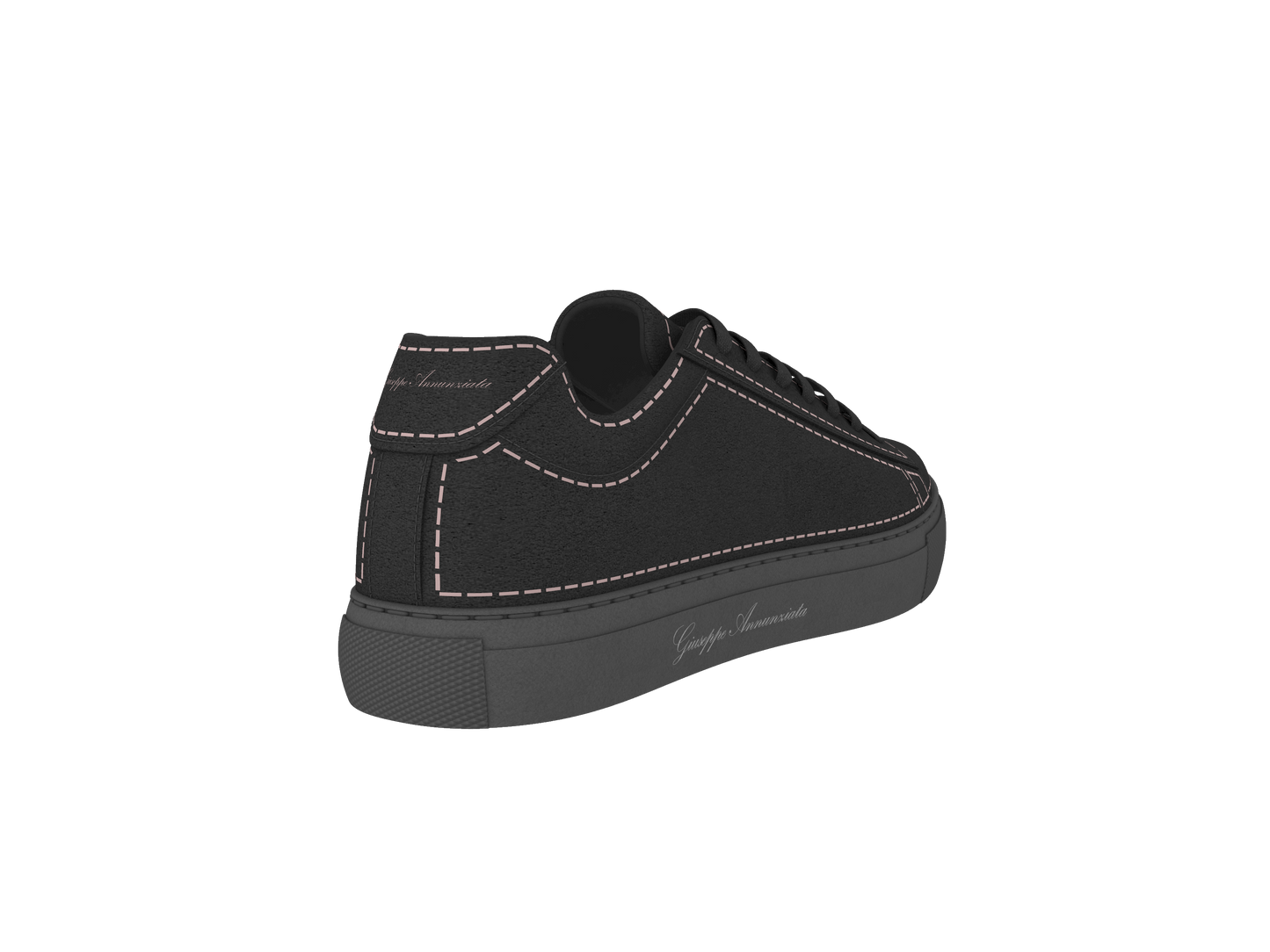 Suede Stitches Sneaker Black and Pale pink