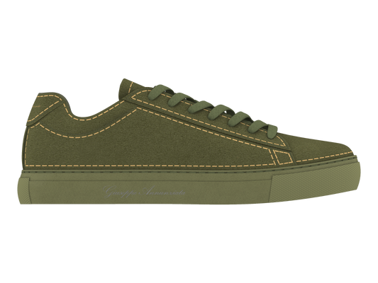 Suede Stitches Sneaker Green and Ocre