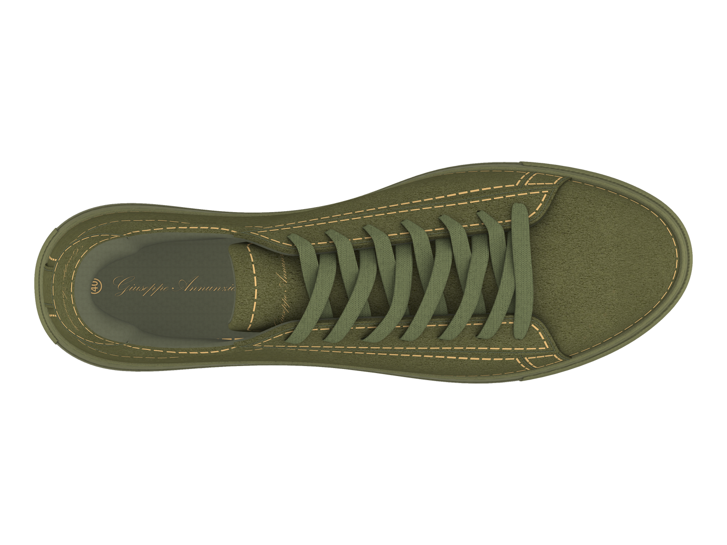 Suede Stitches Sneaker Green and Ocre