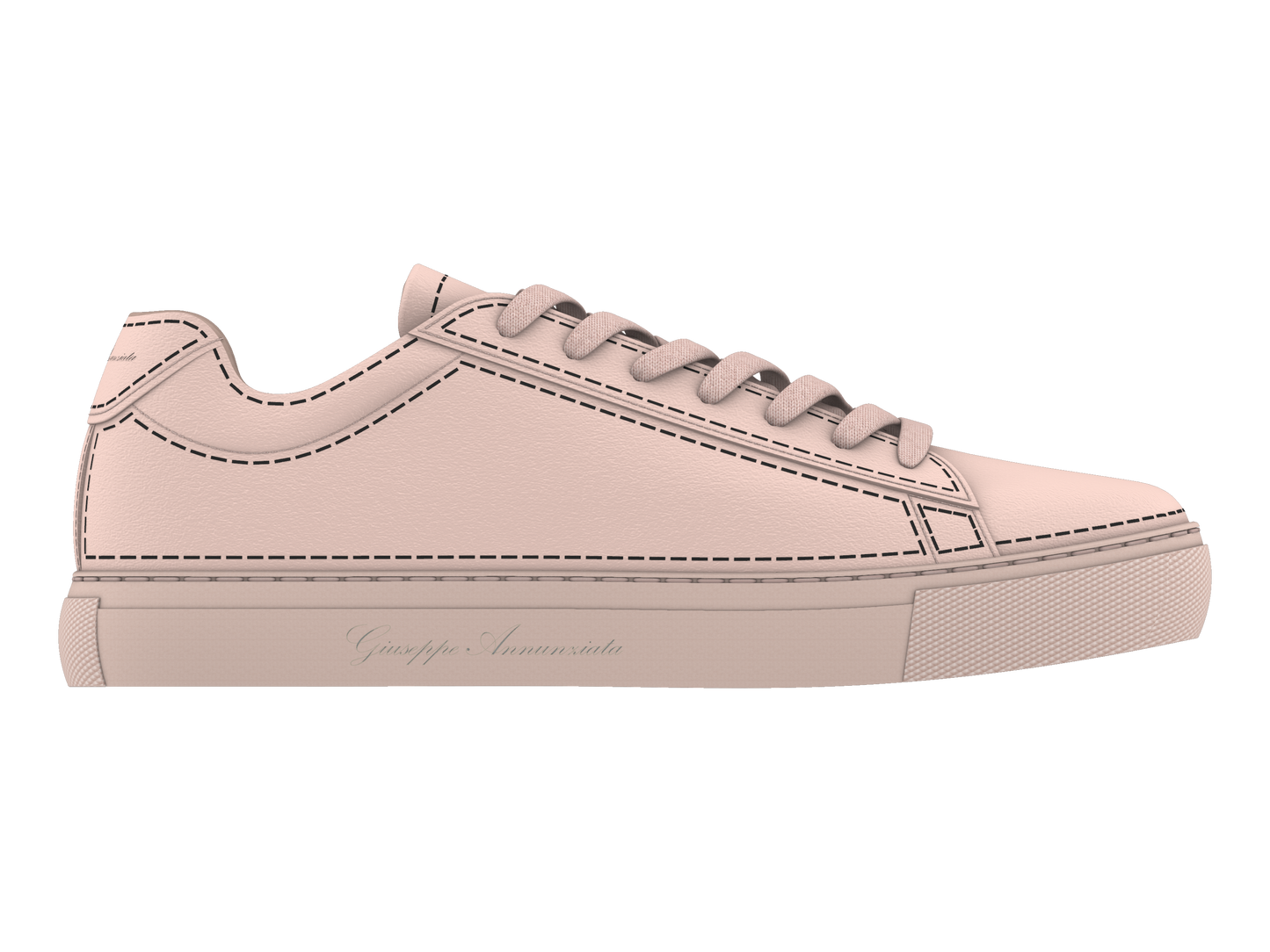 Leather Stitches Sneaker  Pale Pink and  Black