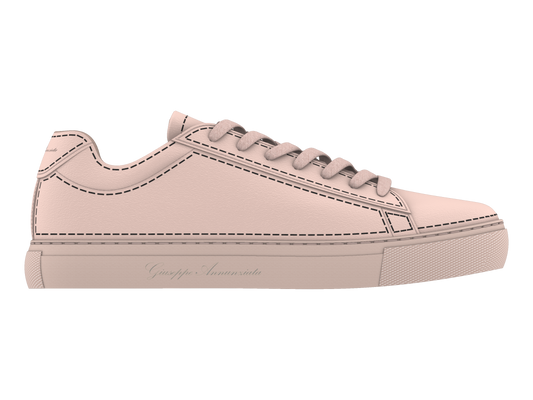 Leather Stitches Sneaker  Pale Pink and  Black