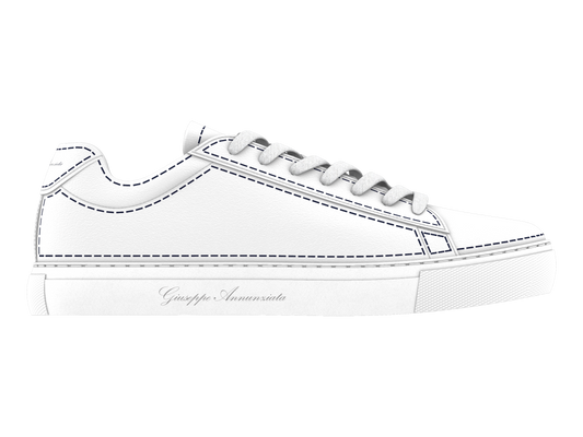 Leather Stitches Sneaker  White and Blue
