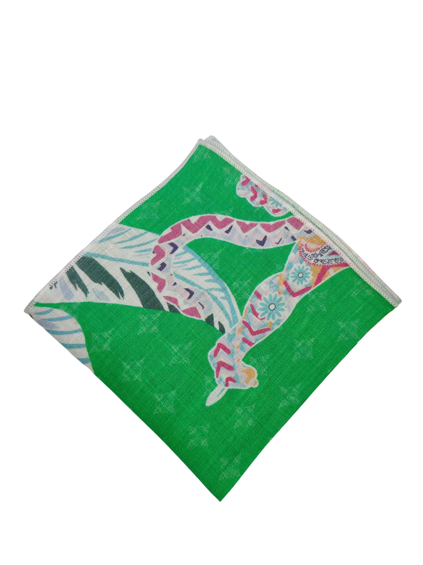 Mandala Tiger green  Linen Pocket square