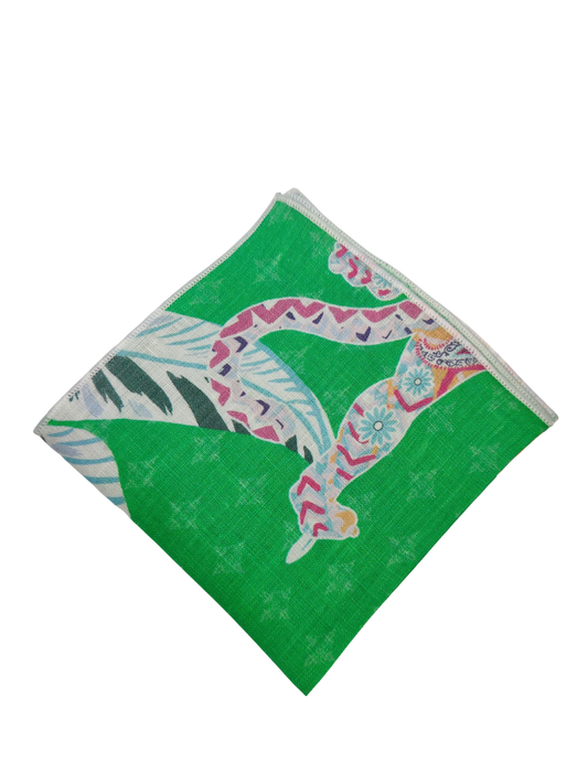 Mandala Tiger green  Linen Pocket square