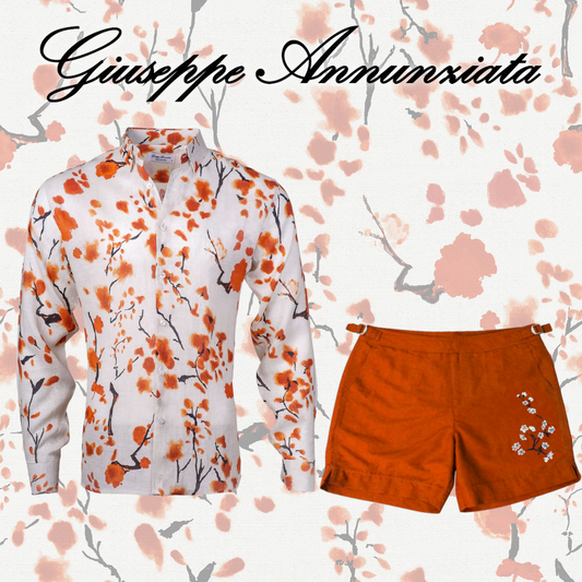 Cherry Blossom Embroidered Swim Suit Dark Orange