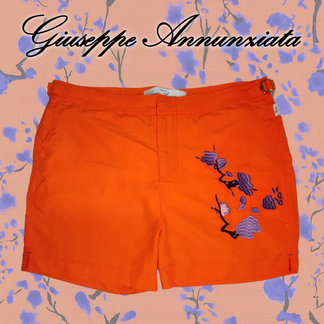 Cherry Blossom Embroidered Swim Suit Orange