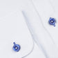 White solid Color Pure linen shirt blue buttons