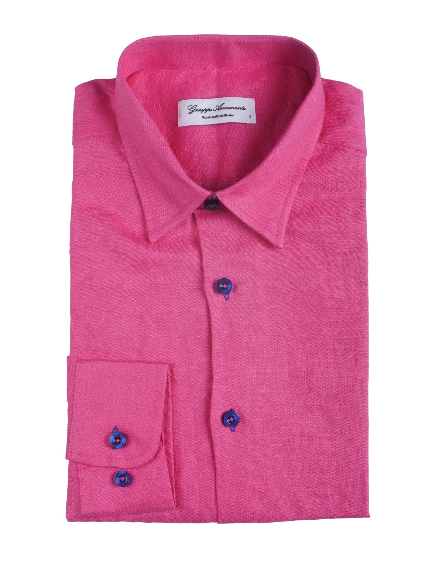 Fuchsia solid Color Pure linen shirt - Giuseppe Annunziata