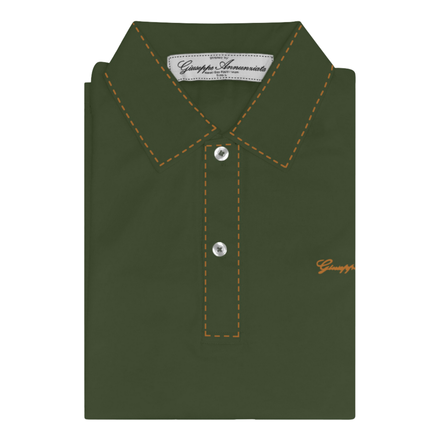 Stitches Polo Dark Green and Ocre