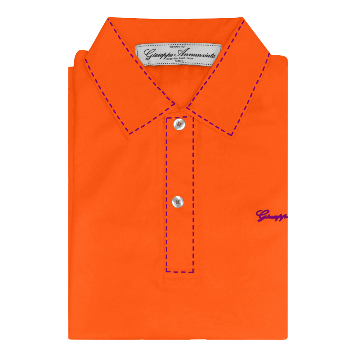 Cotton Jersey Polo Orange and Purple stitches – Giuseppe Annunziata