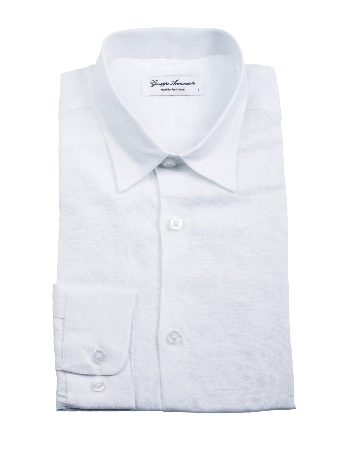 White solid Color Pure linen shirt - Giuseppe Annunziata